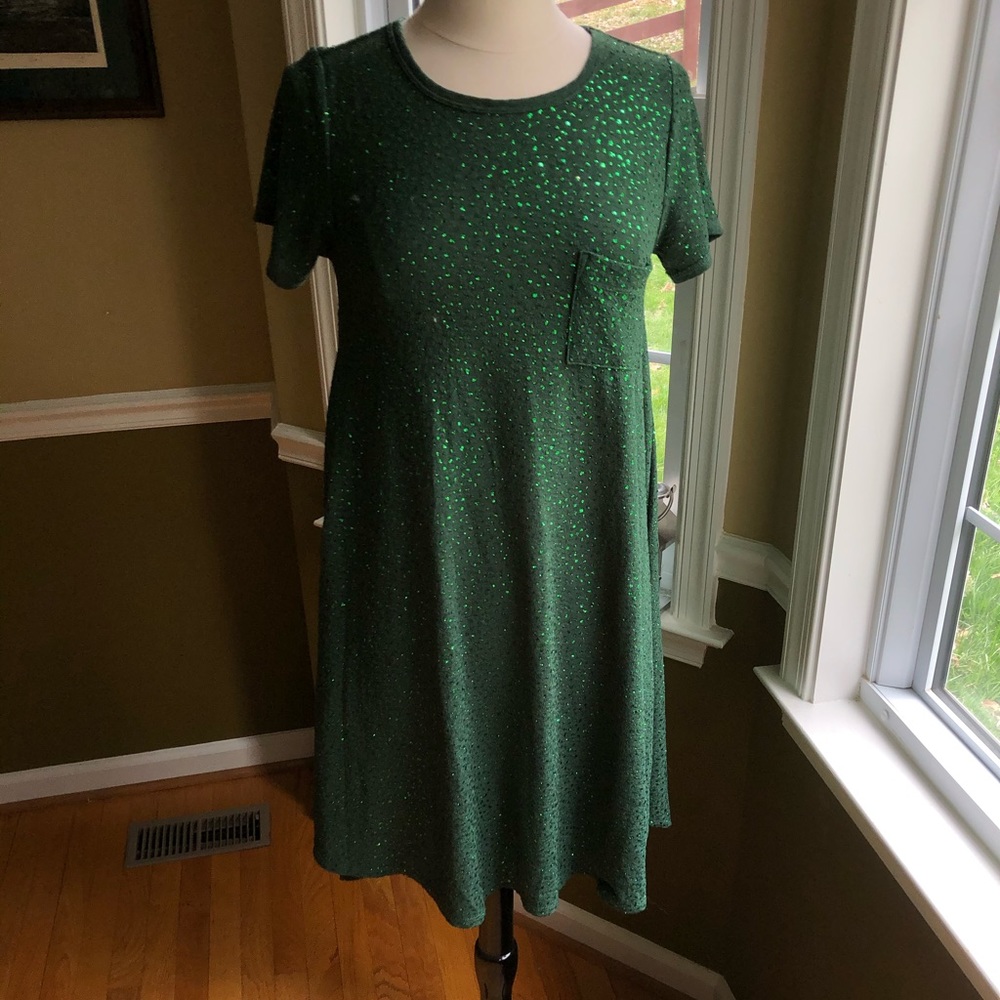 LuLaRoe LLR Elegant Carly size XS green glitter